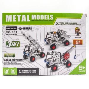 Klocki konstrukcyjne metalowe auto 3w1 137 elementów