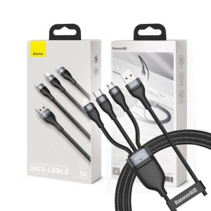 Baseus Flash Series Kabel 3w1 USB Micro Typ-C Lightning iPhone 5A 40W 1.2m
