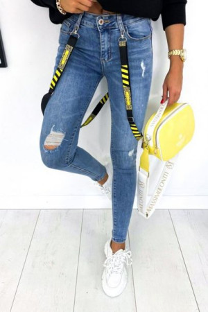 Super Cena Modne Jeansy M Sara Push Up Szelki XL