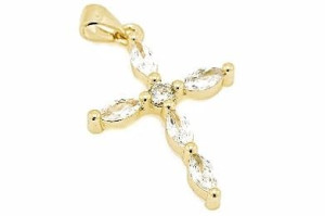 Wisiorek krzyżyk ze stali szlachetnej z eleganckim złoceniem electroplated