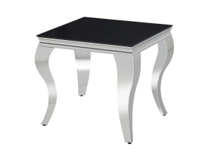 Ława szklana kwadratowa do salonu glamour PRINCE B 55x55 czarny/chrom