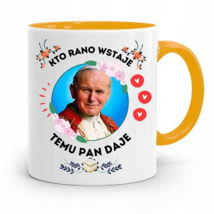 Kubek Żółty Jan Paweł Ii Papież Temu Pan Daje