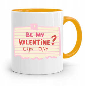 Kubek Żółty Na Walentynki Be My Valentine Prezent