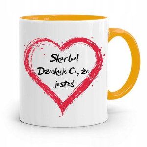 Kubek Żółty Na Walentynki Skarbie Dziękuje Cie