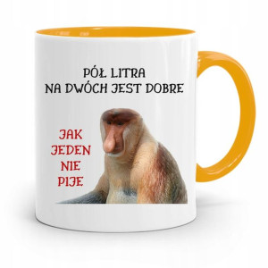 Kubek Żółty Nosacz Janusz Pól Litra Na Dwóch