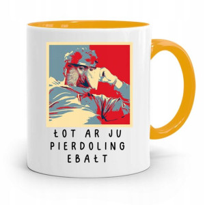 Kubek Żółty Nosacz Janusz Łot Ar Ju Pie**oling