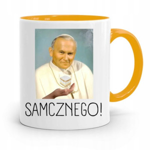 Kubek Żółty Papież Papaj Jan Paweł Ii Prezent