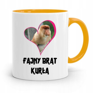 Kubek Żółty Prezent Dla Brata Fajny Brat Kurła