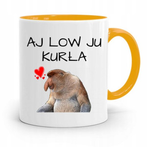 Kubek Żółty Prezent Dla Dziewczyny Aj Low Ju Kurła