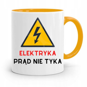 Kubek Żółty Prezent Dla Elektryka Prąd Nie Tyka