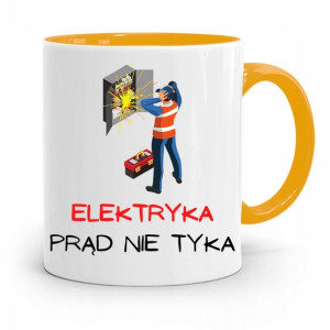 Kubek Żółty Prezent Dla Elektryka Prąd Nie Tyka