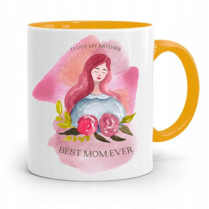 Kubek Żółty Prezent Dla Mamy Matki Best Mom Ever