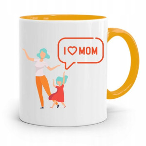 Kubek Żółty Prezent Dla Mamy Matki I Love Mom