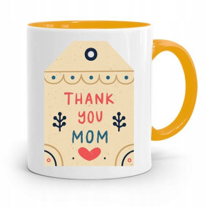 Kubek Żółty Prezent Dla Mamy Matki Thank You Mom