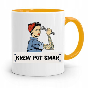 Kubek Żółty Prezent Dla Mechanika Pot Smar Krew