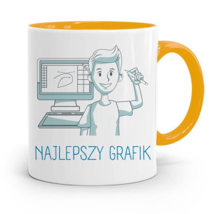 Kubek Żółty Prezent Dla Najlepszego Grafika