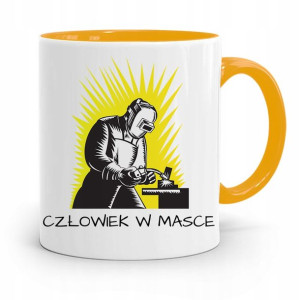 Kubek Żółty Prezent Dla Spawacza Człowiek W Masce