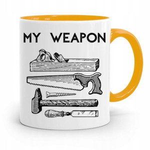 Kubek Żółty Prezent Dla Stolarza My Weapon