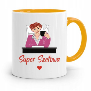 Kubek Żółty Prezent Dla Szefa Super Szefowa