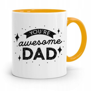 Kubek Żółty Prezent Na Dzień Ojca Awesome Dad
