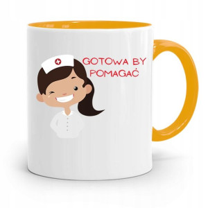 Kubek Żółty Prezent Pielęgniarki Gotowa By Pomagać