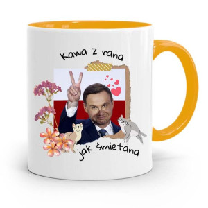Kubek Żółty Prezydenta Andrzej Duda Kawa Z Rana