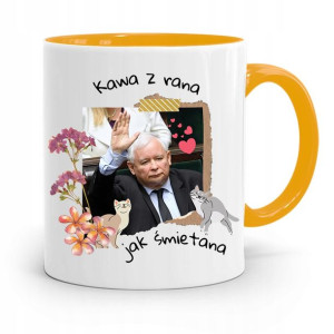Kubek Żółty Śmieszny Pis Jarosław Kaczyński