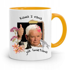 Kubek Żółty Śmieszny Pis Jarosław Kaczyński