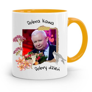 Kubek Żółty Śmieszny Pis Jarosław Kaczyński