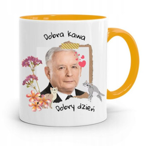 Kubek Żółty Śmieszny Pis Jarosław Kaczyński