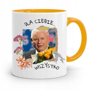 Kubek Żółty Śmieszny Pis Jarosław Kaczyński