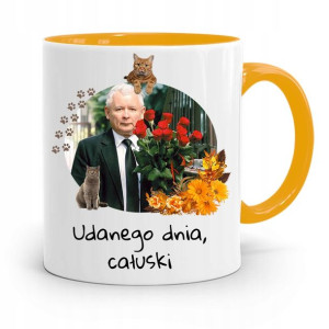 Kubek Żółty Śmieszny Pis Jarosław Kaczyński