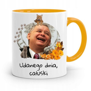 Kubek Żółty Śmieszny Pis Jarosław Kaczyński