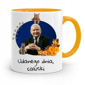 Kubek Żółty Śmieszny Pis Jarosław Kaczyński