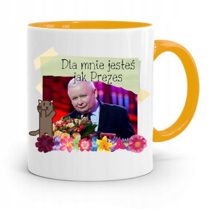 Kubek Żółty Śmieszny Pis Jarosław Kaczyński
