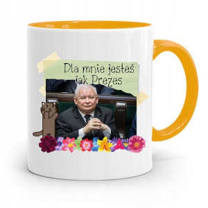 Kubek Żółty Śmieszny Pis Jarosław Kaczyński