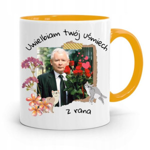 Kubek Żółty Śmieszny Pis Jarosław Kaczyński