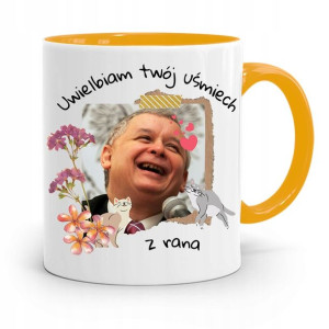 Kubek Żółty Śmieszny Pis Jarosław Kaczyński