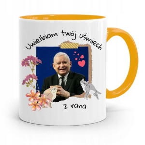 Kubek Żółty Śmieszny Pis Jarosław Kaczyński
