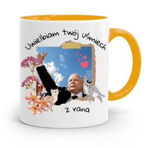 Kubek Żółty Śmieszny Pis Jarosław Kaczyński