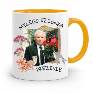 Kubek Żółty Śmieszny Pis Jarosław Kaczyński