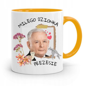 Kubek Żółty Śmieszny Pis Jarosław Kaczyński
