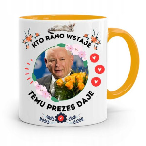 Kubek Żółty Śmieszny Pis Jarosław Kaczyński