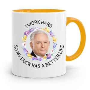 Kubek Żółty Śmieszny Pis Jarosław Kaczyński