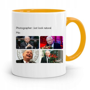 Kubek Żółty Śmieszny Pis Jarosław Kaczyński