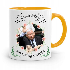Kubek Żółty Śmieszny Pis Jarosław Kaczyński