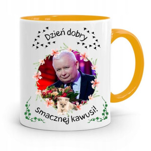 Kubek Żółty Śmieszny Pis Jarosław Kaczyński