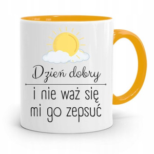 Kubek Żółty Śmieszny Zabawny Dzień Dobry Prezent