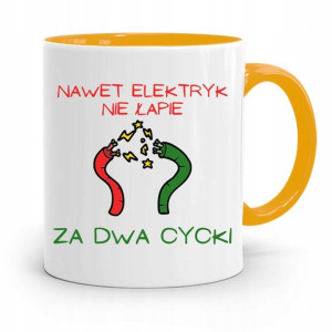 Kubek Żółty Śmieszny Zabawny Elektryk Nie Łapie