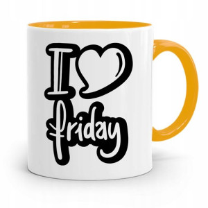 Kubek Żółty Śmieszny Zabawny I Love Friday Prezent